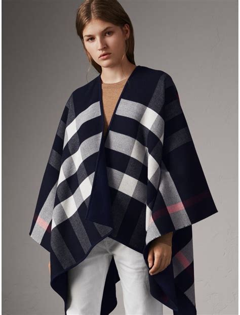 reversible merino wool cape burberry|Burberry check wool cape.